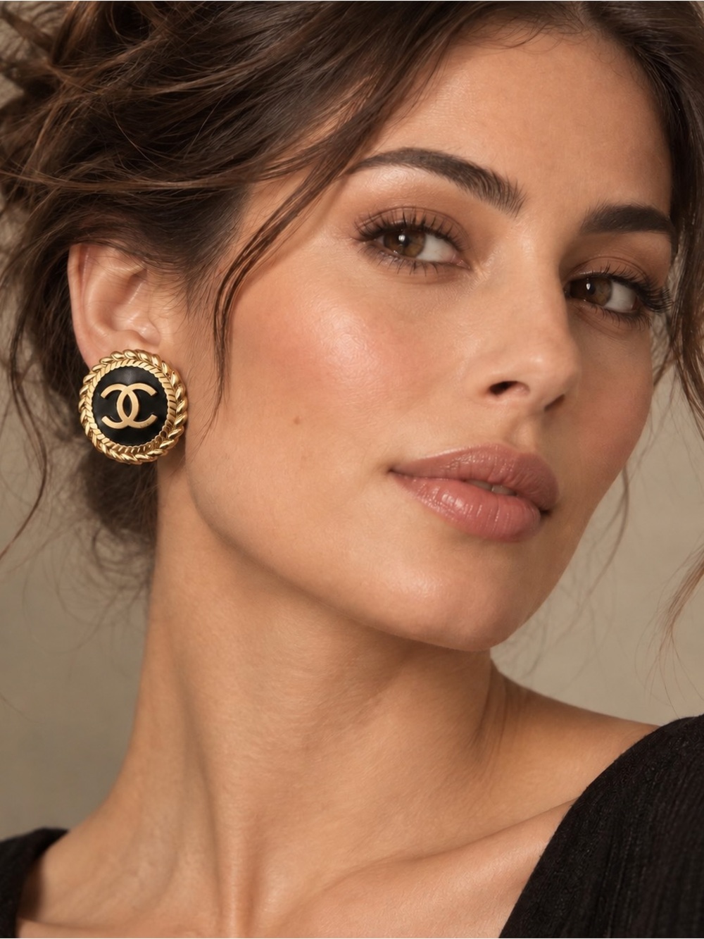 Vintage CC statement earrings, bold buttons repurposed